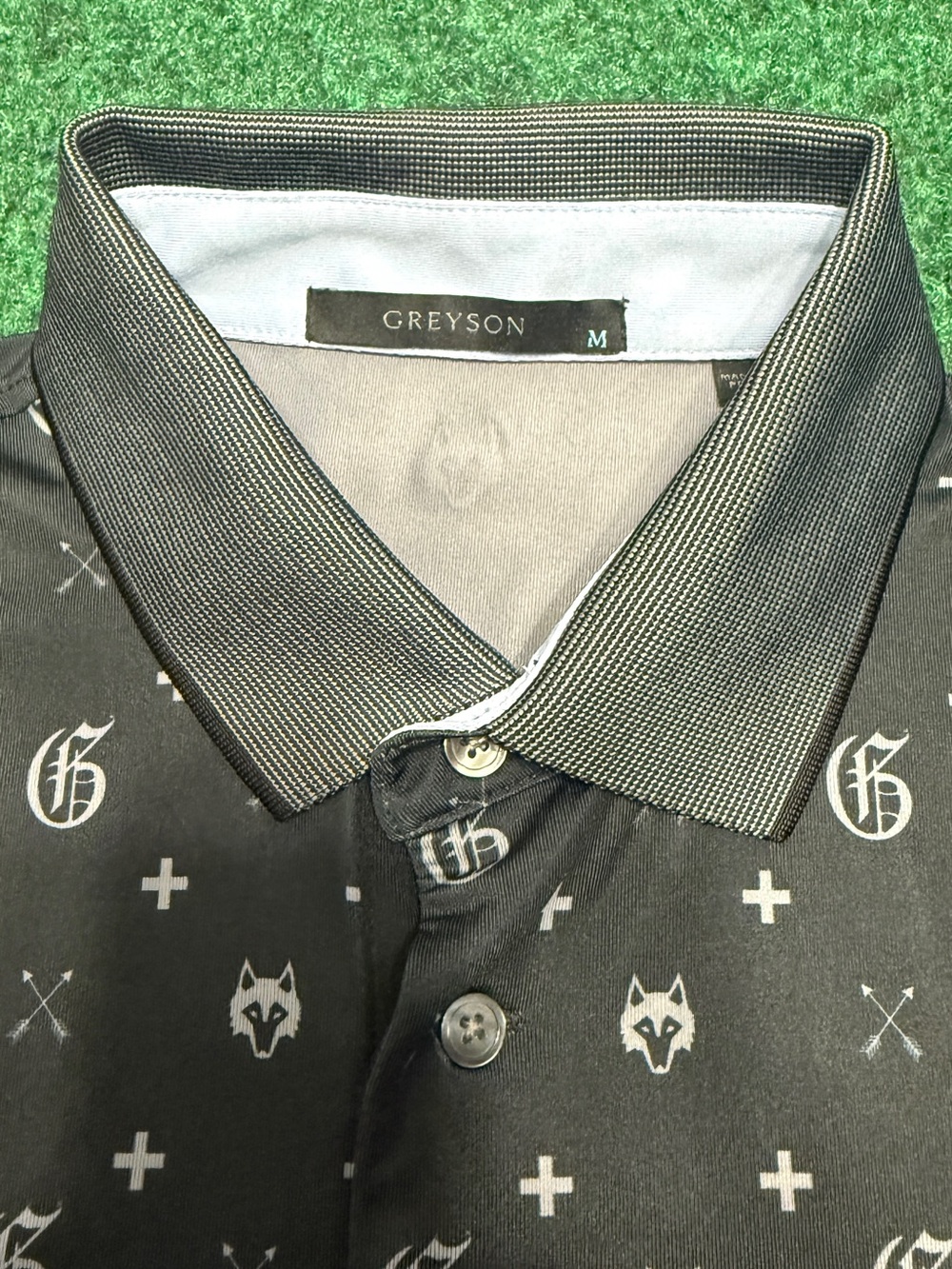 Greyson Men's Golf Polo Shirt with All-Over Print Motif (Medium) - Picture 4 of 7